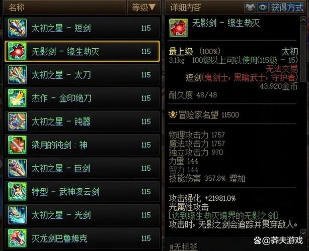 dnf气功师武器/地下城气功师武器